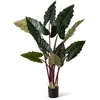 COSTWAY Arbre Artificiel Taro Arc-en-ciel de 160 CM avec 11 Feuilles F...