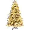 Sapin de Noël Artificiel LED 215 cm COSTWAY-450 Lumières Blanches Chau...