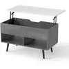 CostwayTable Basse Relevable avec 2 Compartiments et Rangement Caché T...