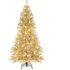 CostwaySapin de Noël Artificiel Enneigé de 210 cm avec 65 Boules Lumin...