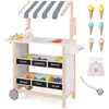 CostwayChariot à Crème Glacée en Bois pour Enfants avec Étagères d'Épi...