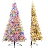 Costway210 CM Sapin de Noël Artificiel Demi-Forme Pré-Éclairé Floqué d...