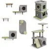 CostwayEnsemble de Meubles pour Chats 3 en 1 Centre d'Activité pour Ch...