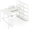 CostwayBureau en L avec Étagères de Rangement Bureau d Ordinateur d An...