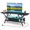 CostwayMeuble TV pour Téléviseurs 65'' Meuble Multimédia à 3 Niveaux a...