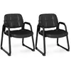 CostwayEnsemble de 2 Chaises d'Accueil Ergonomique avec Cadre Métalliq...