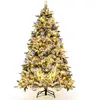 CostwaySapin de Noël Artificiel de 215 cm Lumineux LED Floqué avec 300...