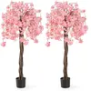 CostwayLot de 2 Cerisiers Artificiels en Fleurs de 160 cm de Haut Faus...