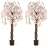 CostwayLot de 2 Cerisiers Artificiels en Fleurs de 160 cm de Haut Faus...
