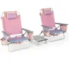 CostwayLot de 2 Chaises de Camping Plage Pliante Table Enroulable en A...