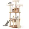 CostwayArbre à Chat de 168CM avec 3 Plateformes Rembourrées Condo Pote...