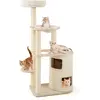 CostwayArbre à Chats 151 cm Tour avec Condo à 2 Étages Poteaux et Tapi...