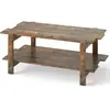 CostwayTable Basse à 2 Niveaux Table Centrale en Bois à Lattes avec Ét...