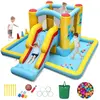COSTWAY Château Gonflable 7 en 1 pour Enfants avec Toboggan, Tunnel, P...