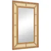 COSTWAY Miroir Mural Rectangulaire 90 x 60 cm en Rotin, Cadre en Bois,...