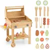 CostwayBarbecue en Bois pour Enfants de +3 Ans Jeu de Cuisine avec Nou...