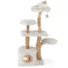 CostwayArbre à Chat Moderne Tour pour Chat en Bois Naturel de 135 cm d...