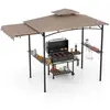 CostwayTonnelle de Barbecue 318 x 153 cm avec Auvent Latéral Abri Barb...