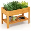CostwayJardinière Surélevé en Bois avec Trou de Drainage Lit de Jardin...