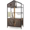 CostwayMeuble pour Chat avec Compartiment Bac à Litière Poteaux à Grat...