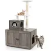 CostwayArbre à Chat en Bois 132 CM avec Griffoir en Sisal Style Indust...