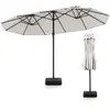 CostwayParasol de Terrasse Double Parasol d'Extérieur 12 Baleines en M...