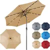 CostwayParasol de Patio Solaire de 3 m avec 96 Lumières LED à 9 Modes ...