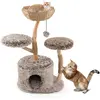 CostwayArbre à Chat 105 cm avec Tronc en Bois de Poirier Massif Percho...