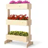 CostwayJardin Vertical avec 3 Étagères Parterre de Fleurs avec 3 Bacs ...