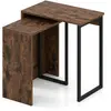 CostwayEnsemble de 2 Tables Basses Gigognes Table d'Appoint avec Plate...