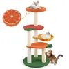 CostwayArbre à Chat Style Fruit Tour à Chat Multi-Niveaux avec Perchoi...