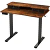 CostwayBureau Assis-Debout Electrique 100x60 cm avec 2 Tiroirs Réglabl...