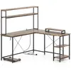 CostwayBureau d'Ordinateur Reversible en Forme de L avec Bande LED et ...