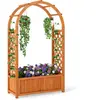 CostwayBac de Jardin Surélevé avec Treillis Toit Enveloppé Doublure Dr...