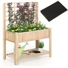 CostwayJardinière Surélevée avec Treillis Bac à Plantes en Bois avec P...