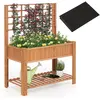 CostwayJardinière Surélevée avec Treillis Bac à Plantes en Bois avec P...
