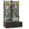 CostwayJardinière avec Treillis sur Pied Double Bac à Fleur Auto-arros...