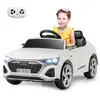 Voiture Électrique pour Enfants COSTWAY Licence Audi Télécommande&Lumières&Mu 3 Vitesses Démarrage Progressif98x49x43CM Blanc