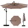 CostwayParasol Déporté Solaire 3 M avec Base Parasol Inclinable avec L...