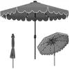 CostwayParasol de Patio de 3 M avec 24 Lumières LED Réglage de l'Incli...