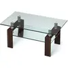 CostwayTable Basse en Verre Design avec Etagère Plateau en Verre Tremp...