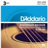 D'Addario 3 Jeux de cordes pour Guitare acoustique P-Bronze Light 12-53 - EJ16-3D