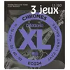 Daddario Chromes ECG24-3D, filets plats, Jazz Light, 11-50, 3 jeux - Jeu guitare électrique