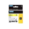 DYMO Rhino - Etiquettes Industrielles Vinyle 12mm x 5.5m - Noir sur Jaune