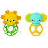 Set de 2 hochets lion et élephant