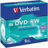 Verbatim® Lot de 5 DVD-RW réutilisables 4,7 Go 120 min 4 x (5 pièces)
