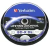 1x10 Verbatim M-Disc BD-R BluRay 50GB 6x Speed Cakebox printable (43847)