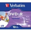 DVD+R Imprimable 16X - VERBATIM - Pack de 10 - 4.7 Go - Boitier crystal