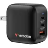 Verbatim Mini Chargeur GaN 70 W 3 Ports Prise US avec adaptateurs UE et Royaume-Uni