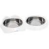 Gamelle pour chat - CATIT - PIXI - 2 x 200ml - Double - Bols en acier inoxydable amovibles - Blanc